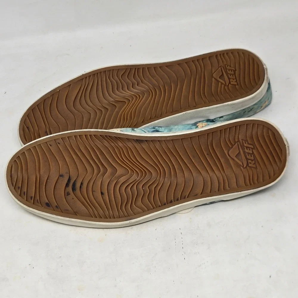 Reef Deckhand 2‎ Prints Mens 10 Blue Tropical Palm Tree Boat Shoes RF-003414